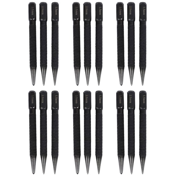18Pcs High-Carbon Steel Center Punch Set 10cm Non Slip Center Punch for Alloy Steel Metal Wood Marking Drilling Tool,18x Center punch,Black