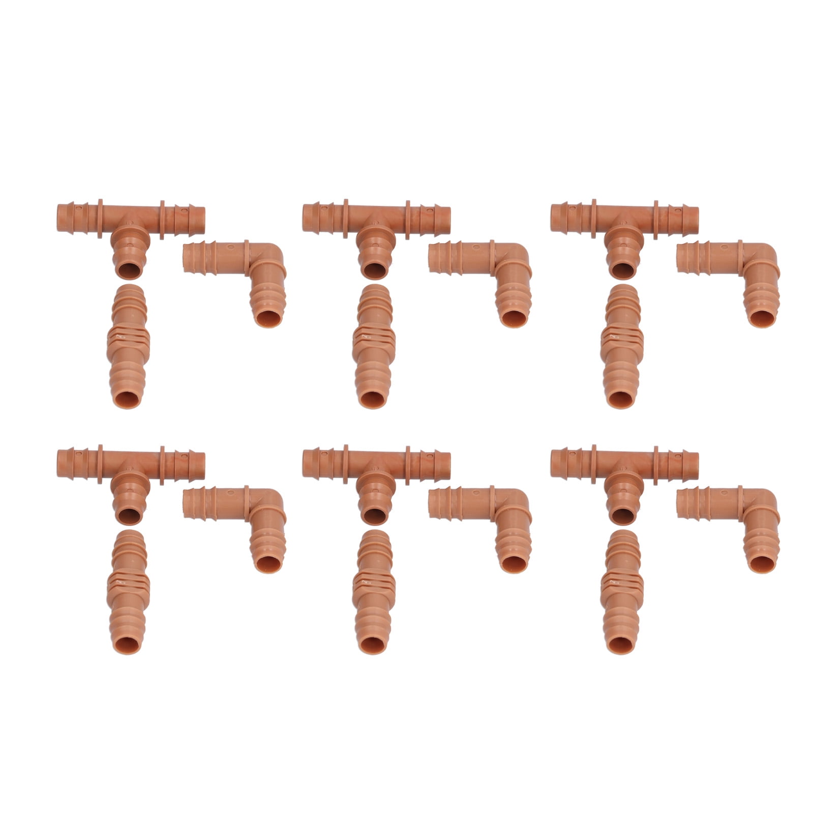 18Pcs Irrigation Fittings Kit Brown Water Barbed Coupling Connecter for