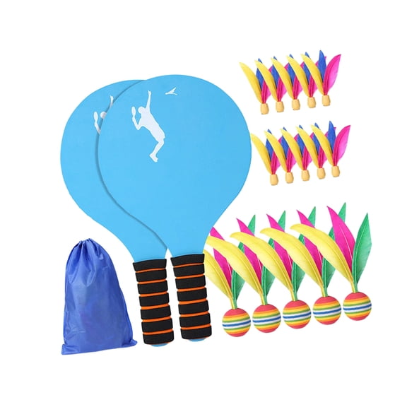 18Pcs Kids Indoor Crickets Batminton Set Crickets Starter Set With Wooden Paddles And Soft Sponge Balls For Safe Playing