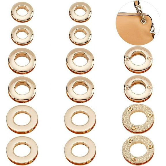 18Pcs Metal Screw-in Together Eyelets Grommets 10.5/13.8/16mm Alloy Round Eyelets Grommet Snap Hole O-Ring Bag Loop Connector
