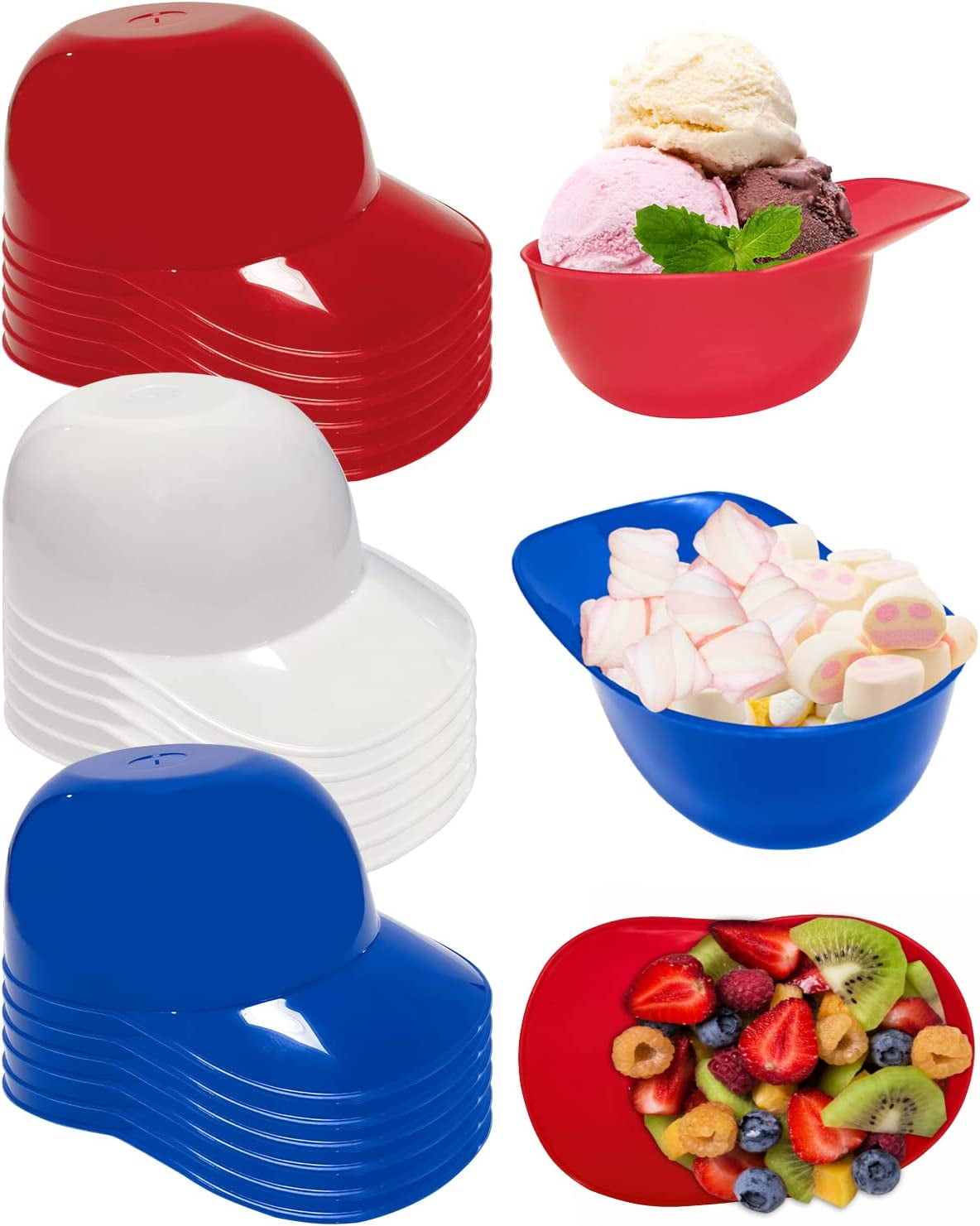 18Pcs Mini Baseball Helmet Ice Cream Snack Bowl, Trianu 8 oz Helmets Plastic Baseball Cups, Kids