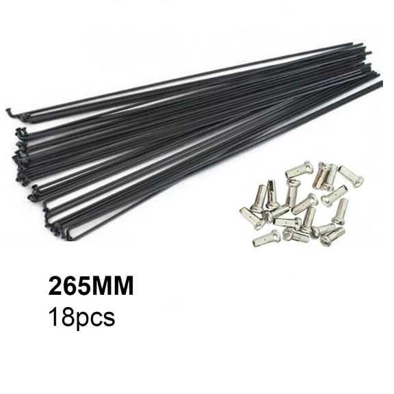 18Pcs Mountain Bike Steel Spokes 251mm-269mm with Nipple Caps - Durable Wheel Accessories for 26", 27.5", 29" Bikes with Tools
