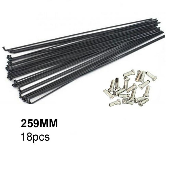 18Pcs Mountain Bike Steel Spokes 251mm-269mm with Nipple Caps - Durable Wheel Accessories for 26", 27.5", 29" Bikes with Tools