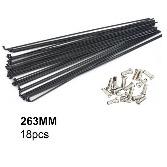 18Pcs Mountain Bike Steel Spokes 251mm-269mm with Nipple Caps - Durable Wheel Accessories for 26", 27.5", 29" Bikes with Tools
