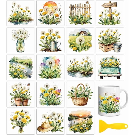 18Pcs Plastic Silhouette Paper for Lighting Decoration Paper Cut Light Box Dandelion 100x90mm for DIY