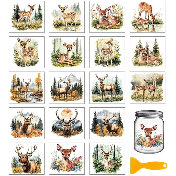 18Pcs Plastic Silhouette Paper for Lighting Decoration Paper Cut Light Box Deer 100x90mm