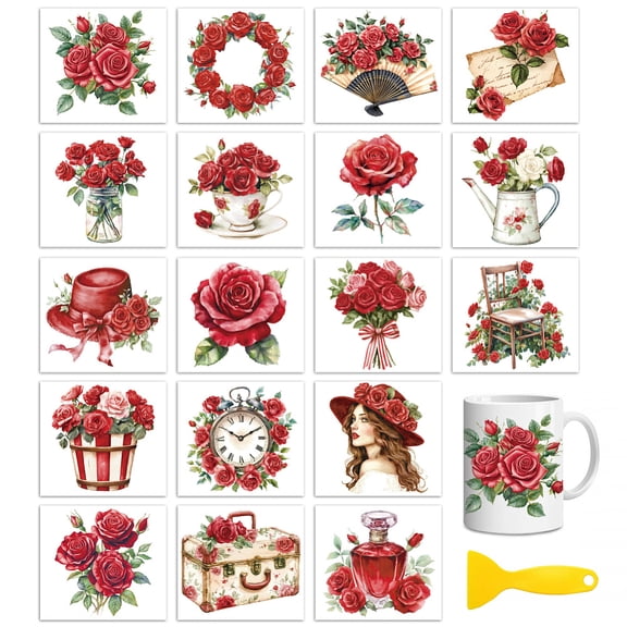 18Pcs Plastic Silhouette Paper for Lighting Decoration Paper Cut Light Box June Rose 100x90mm