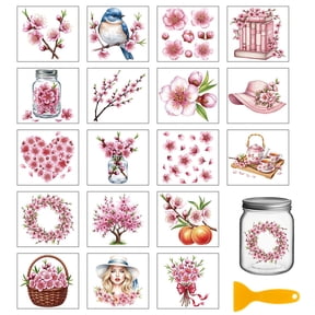 18Pcs Plastic Silhouette Paper for Lighting Decoration Paper Cut Light Box March Cherry Blossom 100x90mm