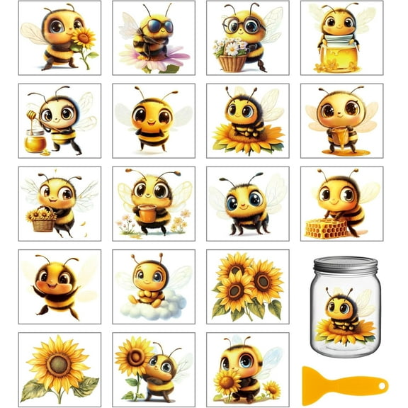 18Pcs Plastic Silhouette Paper for Lighting Decoration Paper Cut Light Box Square Bees 100x90mm 1 Set