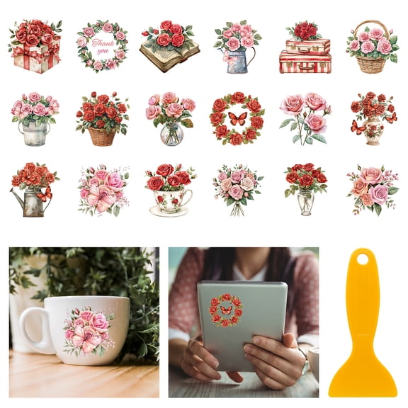 18Pcs Plastic Silhouette Paper for Lighting Decoration Paper Cut Light Box Square June Rose 100x90mm