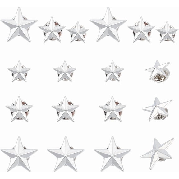18Pcs Point Star Lapel Pins 3 Sizes Five-Pointed Star Badge Pin Memorial Day Veterans Day Labor Day Independence Theme 4th of July Brooches Pins for Backpacks Clothes Hats