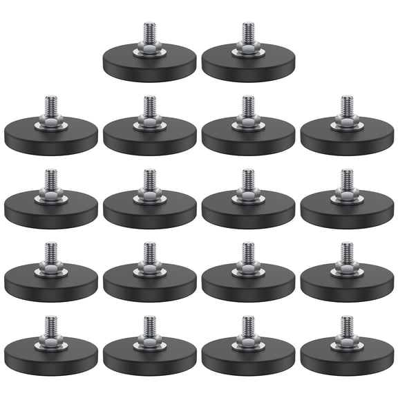 18Pcs Round Neodymium Mounting Magnet Base 22.05 lbs 4.3cm M6 Thread Stud Non Slip RubberCoated Magnet Fixing Camera Light Bar Hardware
