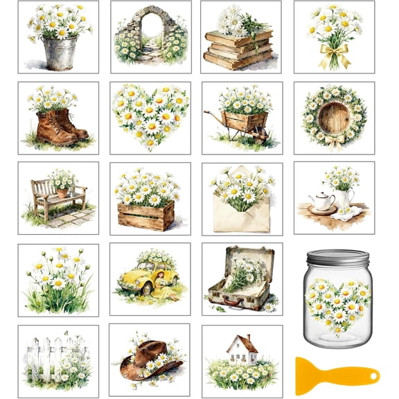 18Pcs Silhouette Paper for Lighting Decoration Paper Cut Light Box April Daisy 100x90mm