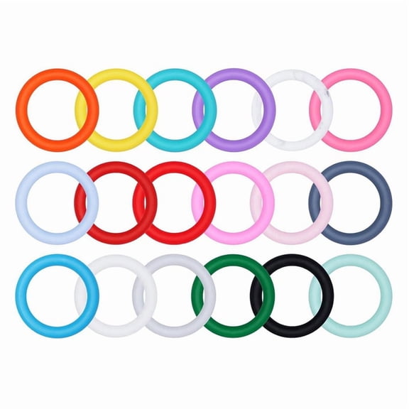 18Pcs Silicone Beadable O Rings with 2 Hole, Frames Silicone Pendant for DIY Keychain Necklace Making Jewelry