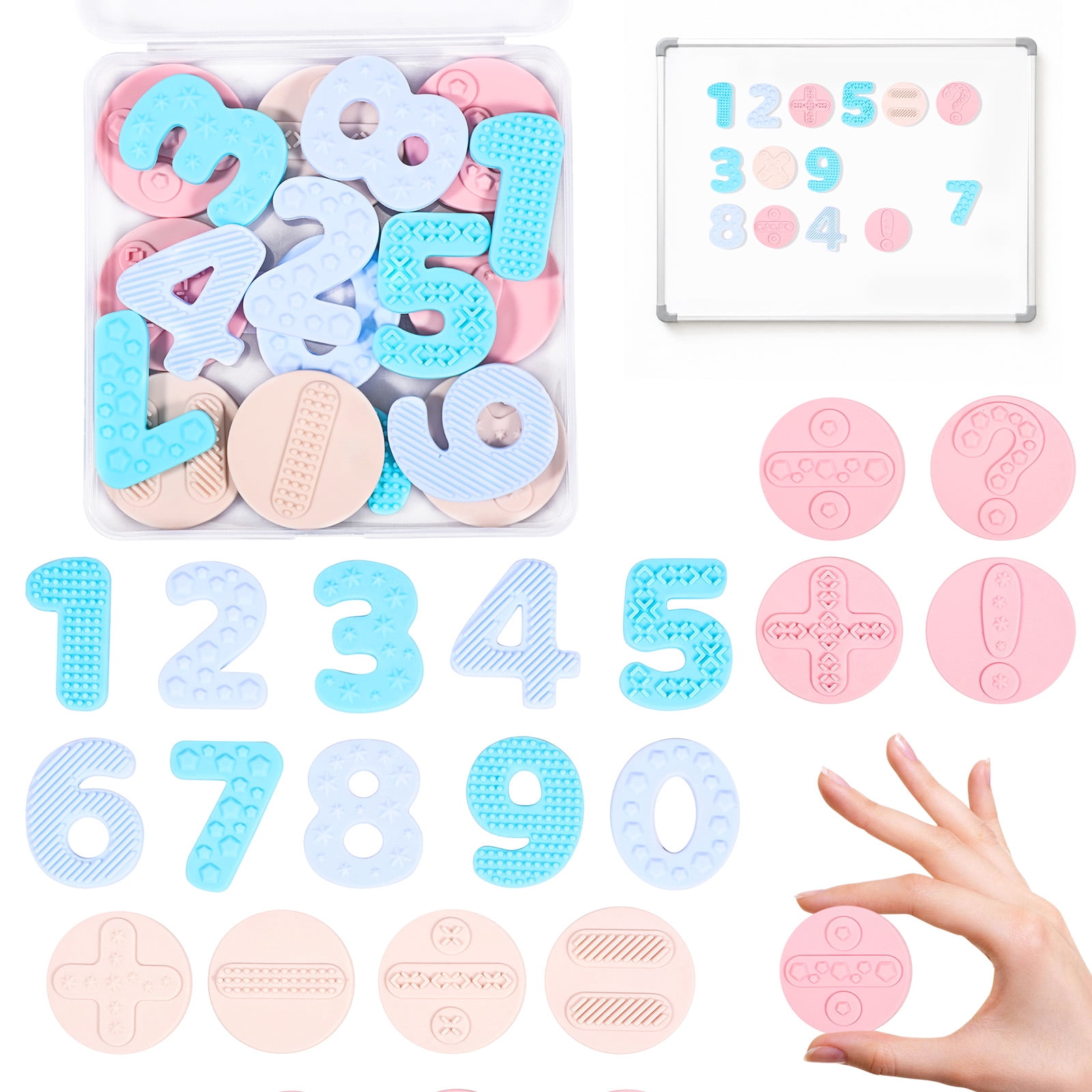 18Pcs Silicone Fridge Magnet with 3D Textures Numbers Refrigerator ...