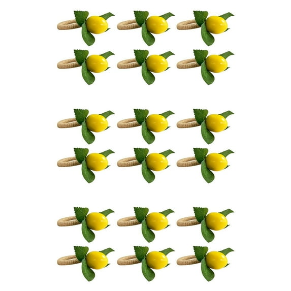 18Pcs Simulation Lemon Plant Napkin Ring Fruit Meal Buckle Hotel Model Room Napkin Ring Napkin Buckle Party Supplies
