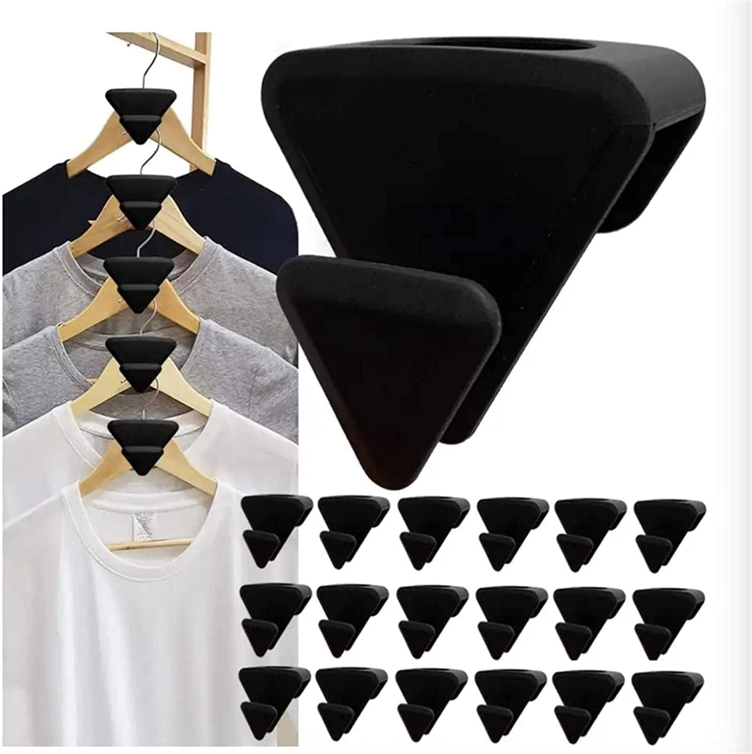 New Space Triangles AS SEEN ON TV Clothes Hanger Connector Hooks, 18 Pcs  Ultra Premium Hanger Hooks Triple Closet Space, Black, 2 in. : :  Home