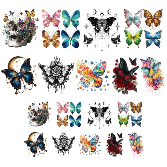 18Pcs Spider Web Iron on Transfer 9 Style DTF Ready to Press Vinyl Iron on Patch Decal Spider Applique Costume Accessories