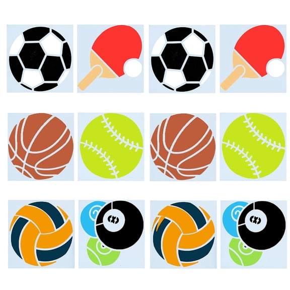 18Pcs Sports Ball Drawing Painting Stencil Football Basketball Baseball Volleyball Table Tennis Reusable Plastic Template Tool 3.9 Inch