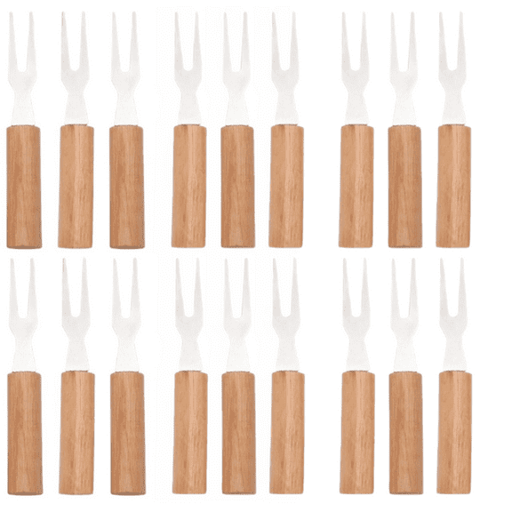 18Pcs Stainless Steel Barbecue Forks, Corn on the Cob Holders with Wooden Handle, Picnic Corn Skewers Meat Fork Barbecue Accessories