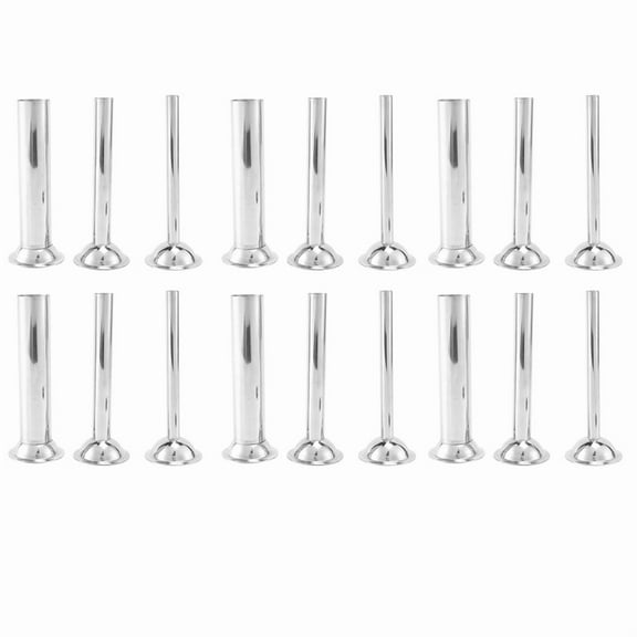 18Pcs Stainless Steel Sausage Stuffer Filling Tubes Funnels Nozzles Spare Parts Filler Tube, Base Diameter:58mm
