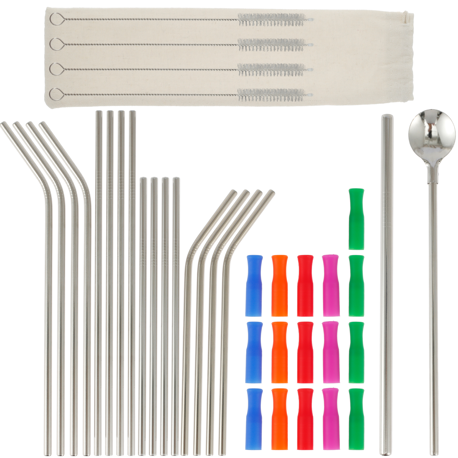 18Pcs Stainless Steel Straws with Thick Straw Milk Tea Strainer Straw