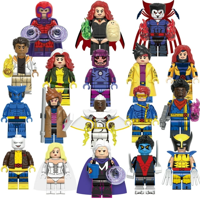 18Pcs Superhero X-men Action Figures Building Block Set, Super Hero Wolverine Beast Minifigurines Building Toys Collectible Christmas Birthday Gift for Kids Boys