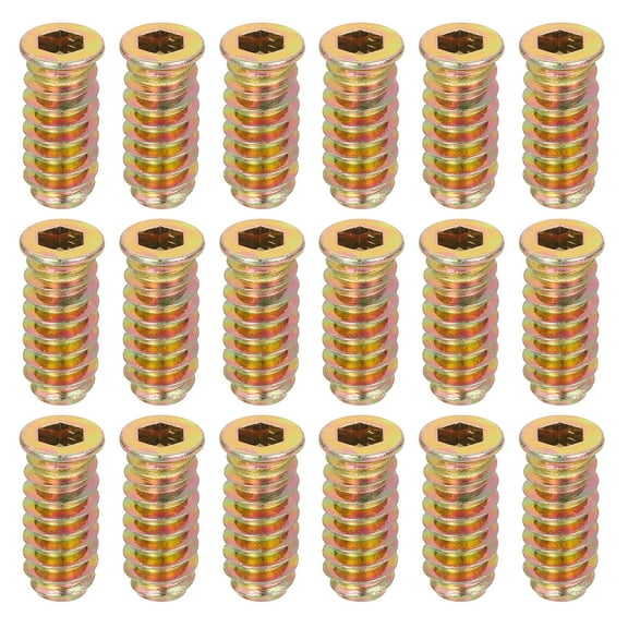 18Pcs Threaded Inserts Nuts, M6x25mm Hex Socket Drive Nut Inserts for Wood