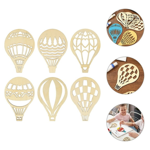 18Pcs Unfinished Hot-air Balloon Shaped Slices Wooden Slices Diy Wooden Cutouts Painting Wood Slices