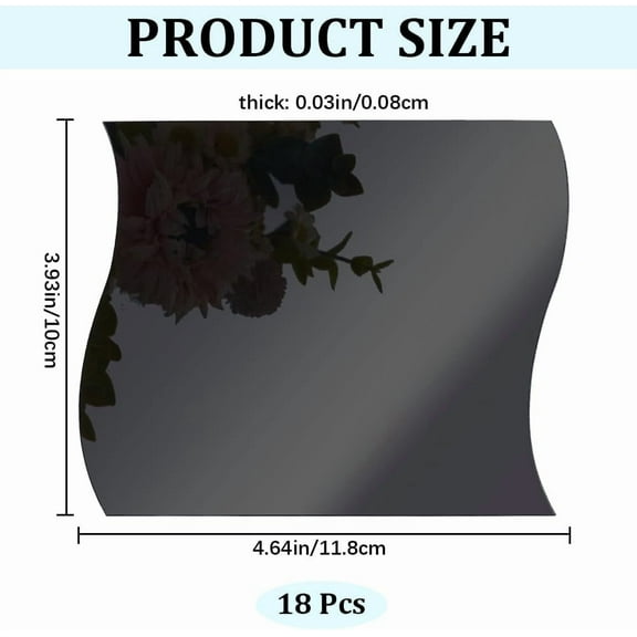 18Pcs Wavy Mirror Wall Stickers Mirror Art DIY Home Decorative Acrylic 3D Mirror Decal Wall Art Self Adhesive Mirror Decor Removable for Living Room Bathroom Wall Cabinet Black 4.6 x 4Inch