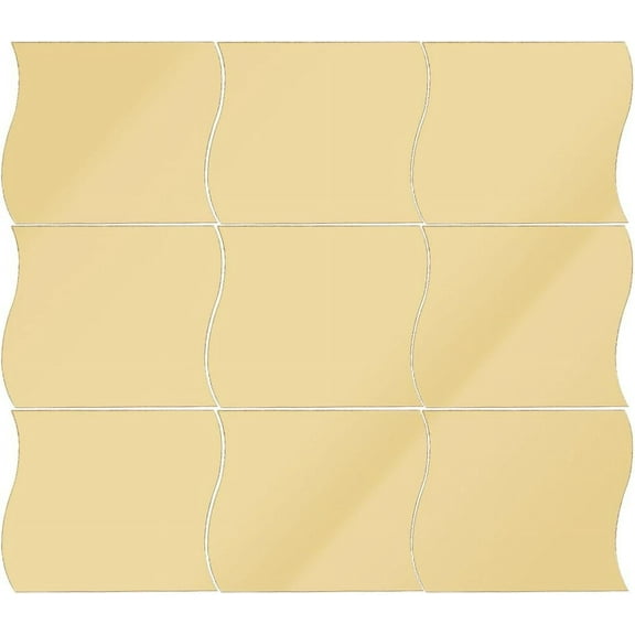 18Pcs Wavy Mirror Wall Stickers Removable Acrylic DIY Mirror Decal 3D Mirror Wall Art Decor Self Adhesive Decorative Mirror for Home Living Room Bathroom Wall Cabinet Golden 4.6 x 4Inch 3sets
