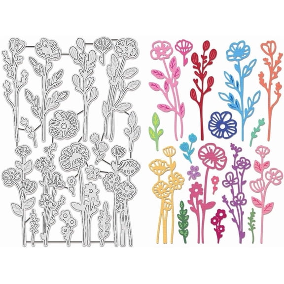 18Pcs Wildflower Metal Cutting Dies Leaves Blossom Die Cuts Flower Cutting Dies Embossing Stencils Template Mould for Card Scrapbooking and DIY Craft Album Paper Card Decor for DIY