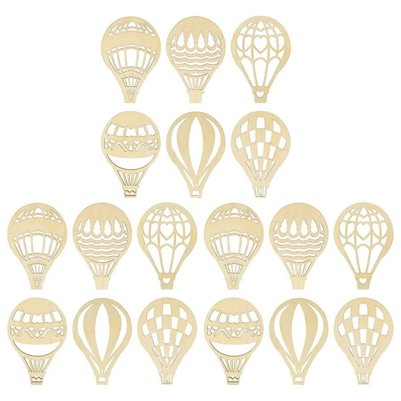 18pcs Mini Wooden Air Balloon Cutouts Unfinished Wood Balloon Blanks for DIY Craft Home Party Decoration