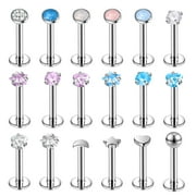 18Pcs/set 16G Opal Labret Lip Studs Cubic Zircon Monroe Medusa Piercing Cute Design Conch Helix Cartilage Piercing