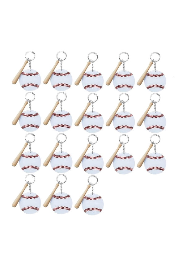 18pcs/set Practical Keys Charm Baseball Keychain Double-sided Collectible Athletes Rewards Softball Acrylic Keychain