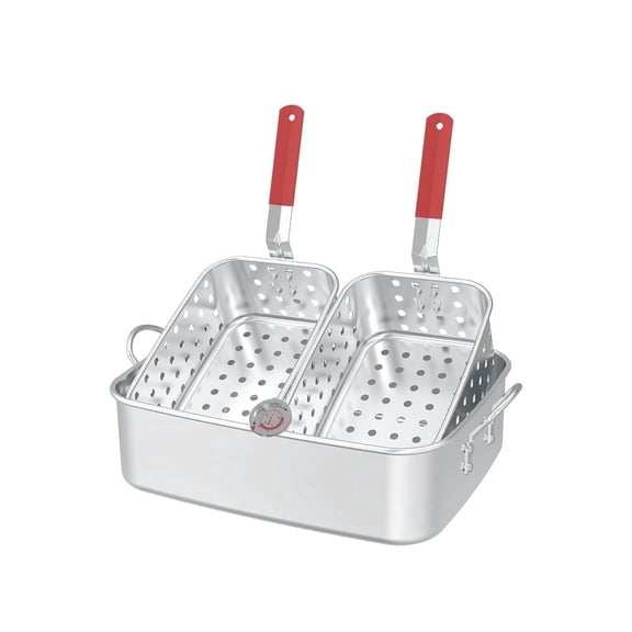 18QT Outdoor Turkey Fryer Pot with Baskets & Heat-Resistant Handles, Propane Deep Fryer Pot for Fish, Chicken, Seafood & French Fries