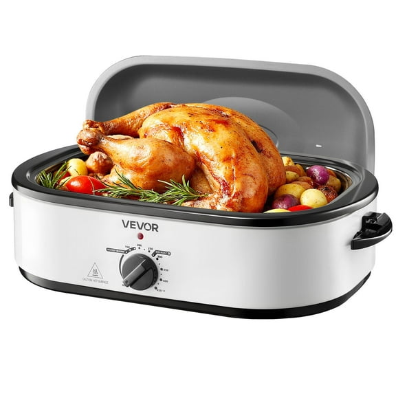 18QT Electric Roaster Oven with Self Basting Lid Adjustable Temperature 150 to 450F Removable Pan and Rack Multifunctional for Holiday Cooking