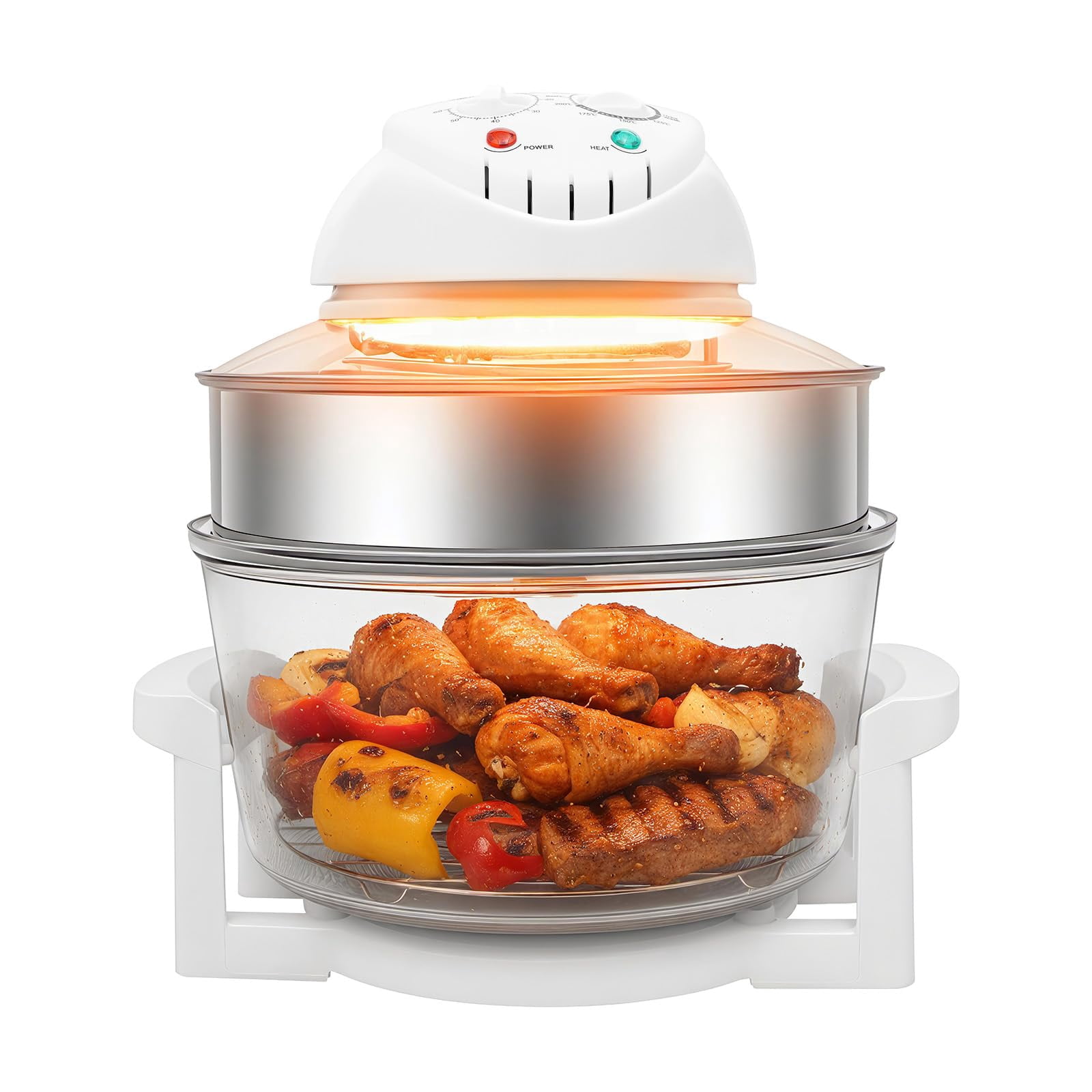 18QT Glass Air Fryer, 1400W Freidora de Aire de Cristal Convection Oven, Glass Air Fryer Non Toxic Borosilicate, Glass Airfryer 32°F-482°F/ 0 ℃ -250 ℃