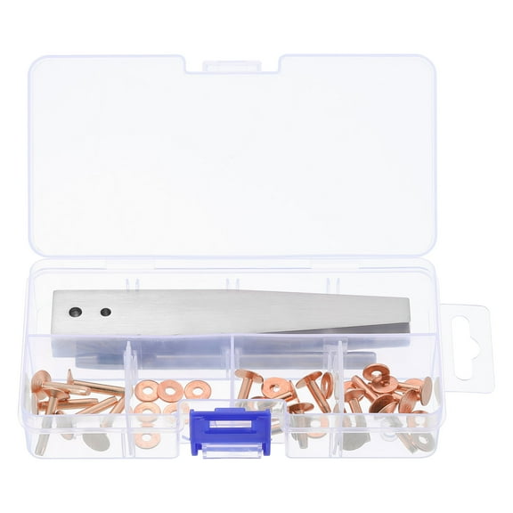 18Set 3 Sizes Copper Rivets and Burrs Assortment Leather Fastener Kit, Copper
