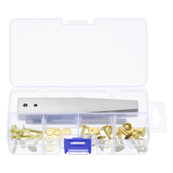 18Set 3 Sizes Copper Rivets and Burrs Assortment Leather Fastener Kit, Gold