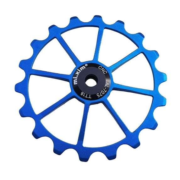 18T Aluminum Ceramic Sealed Bearing Jockey Wheel Roller Rear Derailleur Pulley with Installation Hole Adapter Tubes - Blue, 72mm