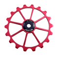 thumbnail image 1 of 18T Aluminum Ceramic Sealed Bearing Jockey Wheel Roller Rear Derailleur Pulley with Installation Hole Adapter Tubes - Red, 72mm, 1 of 10