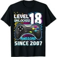 thumbnail image 1 of 18Th Birthday Level 18 Gamer 18 Year Video Game Party Unisex T-Shirt S-5Xl - Best Birthday Gifts, 1 of 3