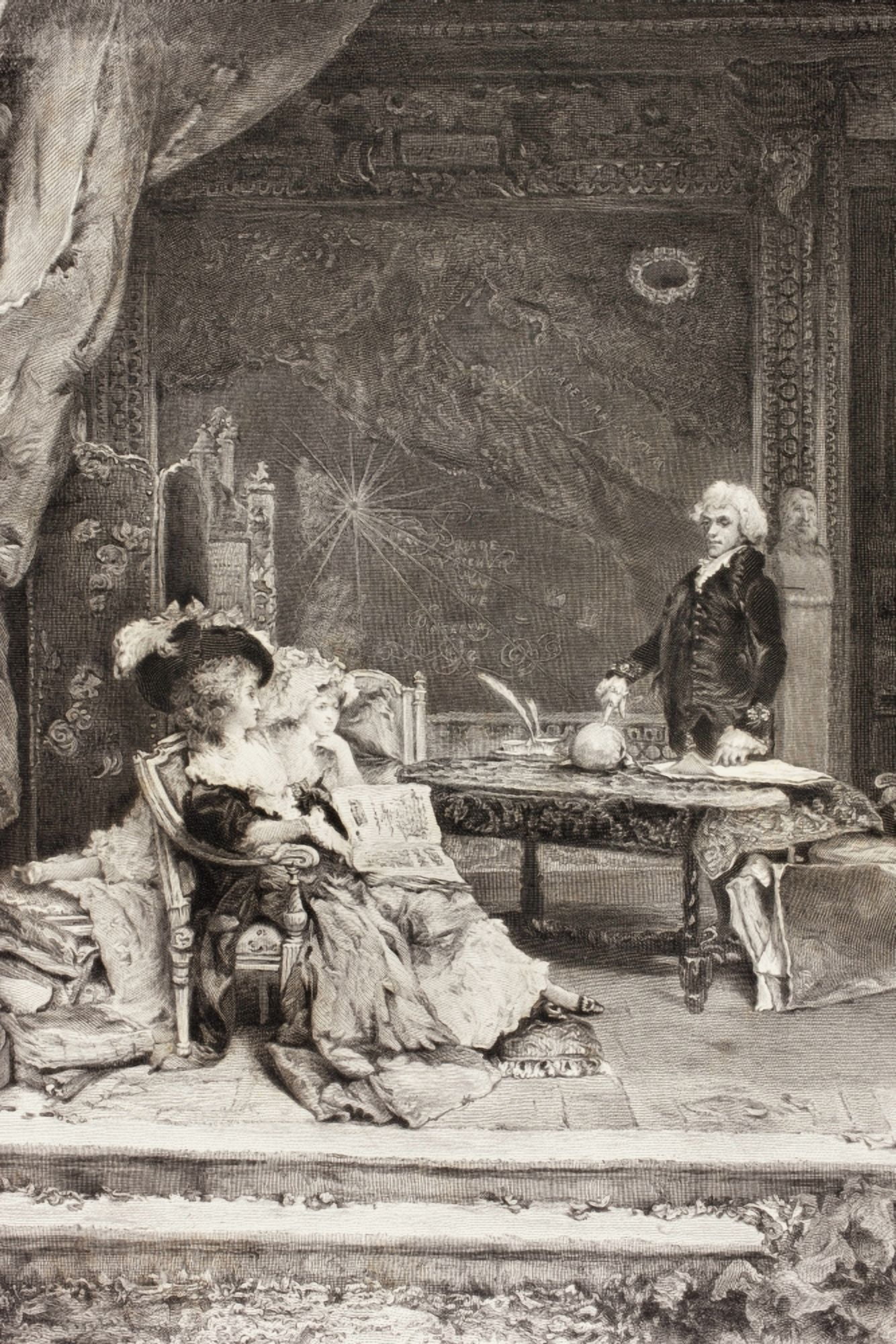 18Th Century Aristocratic Women Receiving Private Lesson From A Tutor After A Work By Rossi From El Mundo Ilustrado Published Barcelona Circa 1880 Canvas Art - Ken Welsh Design Pics (24 x 36)