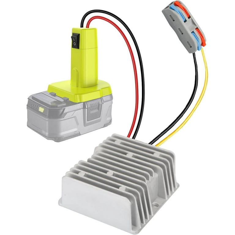 18V to 12V Step Down Converter Aadpter for Ryobi 18V Battery Voltage Converter DC Voltage Regulator 15A 180W Automatic Buck Converter Power Wheels Aadpter with Switch for DIY RC Car Toys