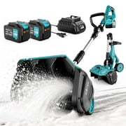 Tanbaby 17-inch Cordless Snow Blower with Wheels, Electric Snow Shovels with Adjustable Chute, Snow Thrower with 2*4.5Ah Batteries & Quick Charger for Driveway Sidewalk Patio