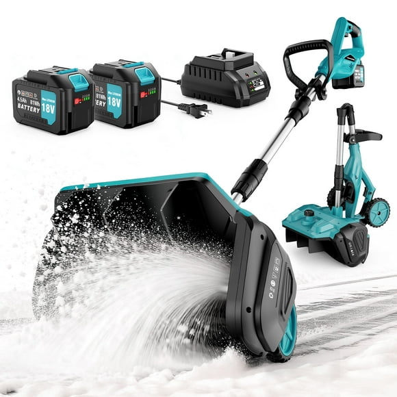 Tanbaby 17-inch Cordless Snow Blower with Wheels, Electric Snow Shovels with Adjustable Chute, Snow Thrower with 2*4.5Ah Batteries & Quick Charger for Driveway Sidewalk Patio