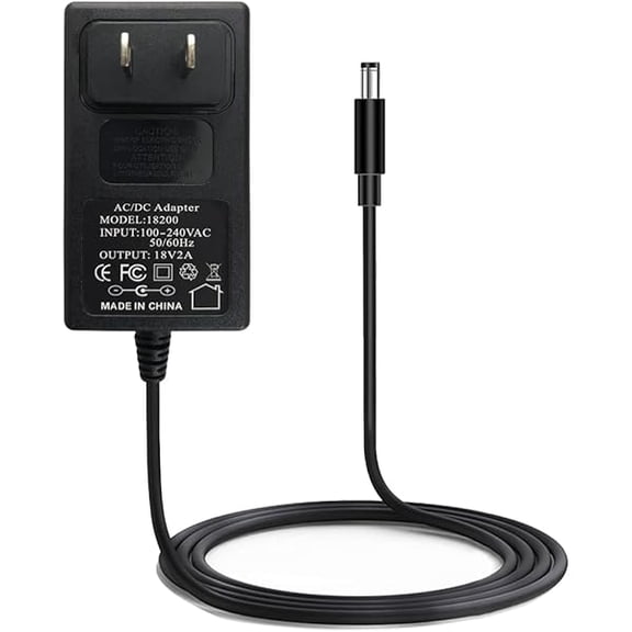 18V 2A 36W AC/DC Power Supply Adapter, Wall, Center Positive DC Plug 5.5x2.1mm 5.5mmx2.5mm Compatible for 18 Volt 1A 1.1A 1.2A 1.3A 1.4A 1.5A 1.6A 1.7A 1.8A 1.9A 2A 1000mA~2000mA Equipment (6 ft)
