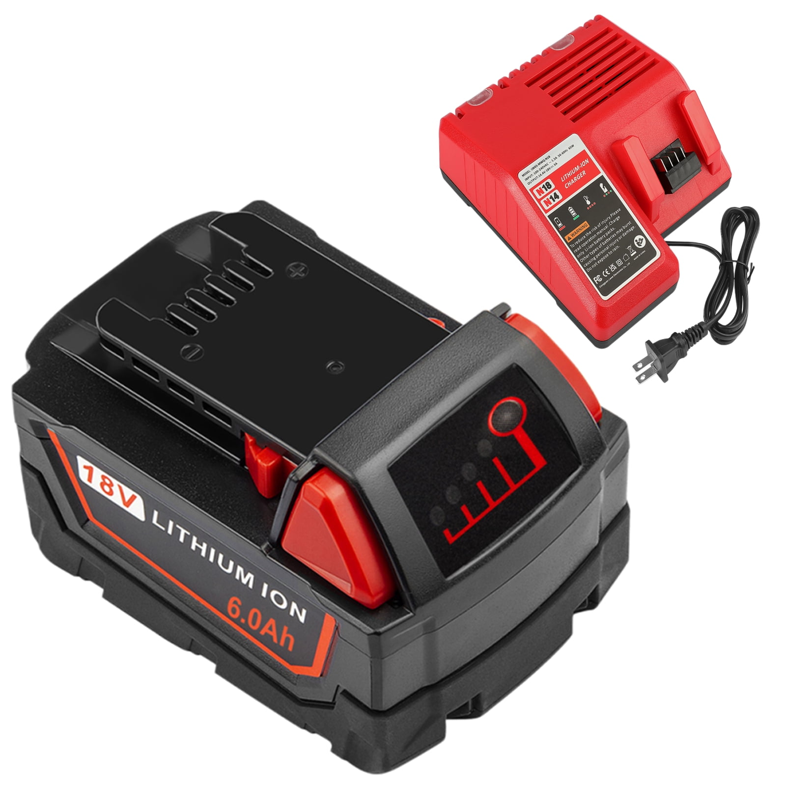Milwaukee M 18 18V 6.0 Ah Battery Charger Combo Kit Li ion Replace for Lithium Batteries Charger Walmart