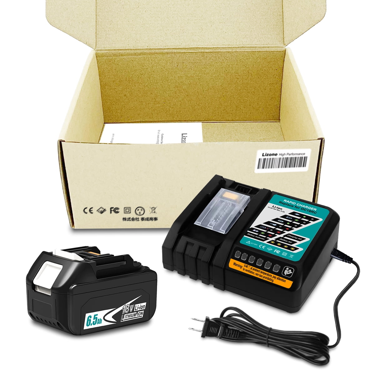 DC18RC Rapid Charger – Replacement For Makita 18V Batteries (BL1860B, BL1850B, BL1840B, BL1830B, BL1815)